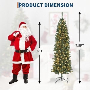 Artificial Pre-Lit Christmas Tree With durable metal stand,Highly Realistic Slim Pencil Christmas Tree，Holiday Decoration，Multiple Sizes Available - 1 of 4