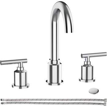 Whizmax Bathroom Faucet, Bathroom Sink Faucet, 8 Inch Bathroom Faucet for Sink 3 Hole with Stainless Steel Pop-up Drain for Your Bathroom