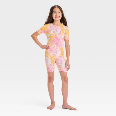 Girls' 2pc Short Sleeve Tight Fit Rib-Knit Pajama Set - Cat & Jack™