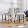 WestinTrends 24" Linen Tufted Buttons Upholstered Wingback Counter Stool (Set of 2) - 2 of 4