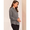 INSPIRE CHIC Women's Elegant V Neck Long Sleeve Office Work Satin Shirt - 4 of 4