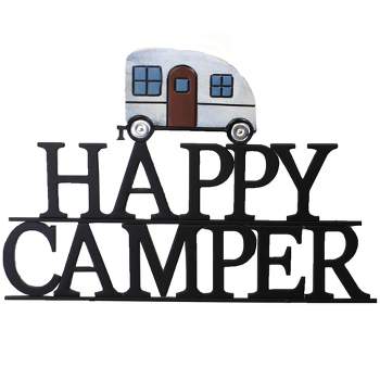 Direct International Home & Garden Happy Camper Stake  -  One Stake 43.0 Inches -  Yard Decor Vacation Travel  -  31832710  -  Metal  -  Black