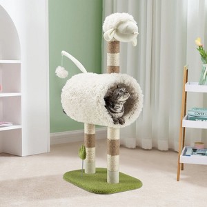 EROMMY Cat Tower with Scraching Post & Cat Condo, White - 1 of 3