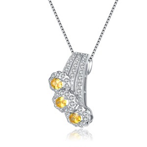 Guili Sterling Silver Yellow Cubic Zirconia Bouquet Necklace - 1 of 2