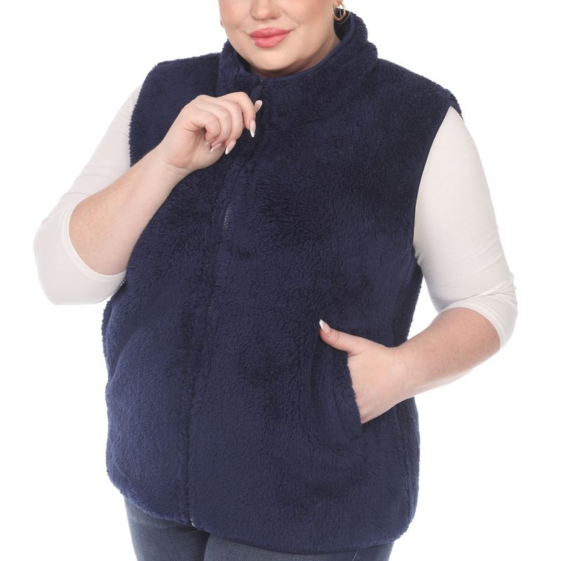 Plus Size Zip up High Pile Fleece vest -White Mark, 5 of 6