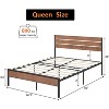Bed Frame with Wood Headboard, Strong Wood Metal Slats Support with Under Bed Storage Space, Noise-Free, No Box Spring Needed - 3 of 4