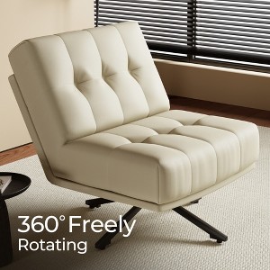 Luck Live Rotatable tufted leather lounge chair, suitable for living room or bedroom - 1 of 4