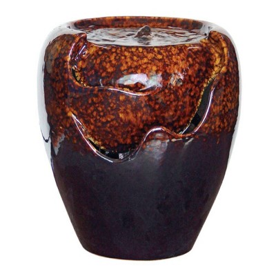 Burnt Umbra Ceramic Jar Garden Fountain - Acorn Hollow