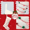 Aoibox 1 Piece 18 Inch Cream Pom Pom Christmas Stocking Ultra Soft Velvet Boho Holiday Decor Gift Holder for Tree or Fireplace - 4 of 4