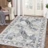 Living Room Rug 5x7 Washable Rug Traditional Indoor Aesthetic Carpet Vintage Floral Distressed Floor Cover Low Pile Non-Slip Throw Carpet Blue - 2 of 4