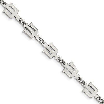 Black Bow Jewelry Stainless Steel Indiana Hoosiers NCAA Link Bracelet 8.5 Inch