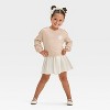 Grayson Mini Toddler Girls' Woven French Terry Sweatshirt Dress - Beige - 4 of 4