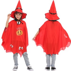 MyKids-USA Halloween Witch Cosplay Costume Pumpkin Cloaks With Hats - 1 of 3