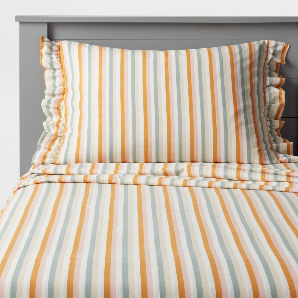 Full Striped Cotton Kids' Sheet Set - Pillowfort™: OEKO-TEX Certified, 220 Thread Count, Full Size Bedding