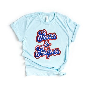 Simply Sage Market Women's Stars and Stripes Cursive Short Sleeve Graphic Tee - 1 of 4