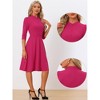 INSPIRE CHIC Women's Vintage 3/4 Sleeves Stand Collar Office Work Elegant A-Line Dress - 2 of 4