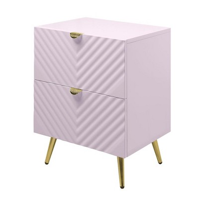 Acme Furniture,Gaines Nightstand, Pink High Gloss Finish