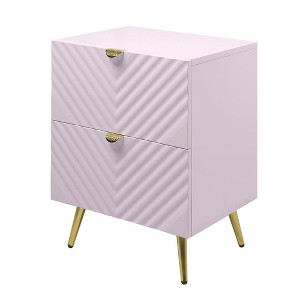Acme Furniture,Gaines Nightstand, Pink High Gloss Finish - 1 of 4