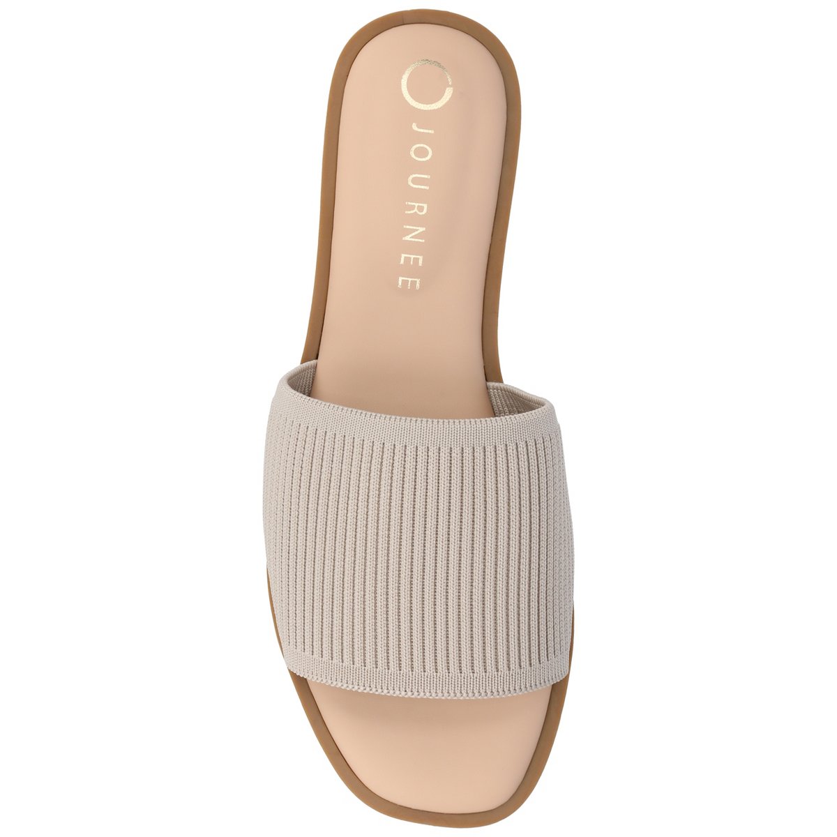 Женские сандалии Journee Collection Women's Prisilla Linen Slip On Slide Sandals, Taupe 7 — фото 4