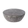 The Urban Port 36" Round Drum Shaped Handcrafted Mango Wood Coffee Table Sandblasted Black - 2 of 4