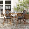 Merrick Lane Celia Bistro Style Table with Glass Top, Black & White PE Rattan, 4 Stack Chairs, and Bamboo Finished Metal Frame for Indoor/Outdoor Use - 3 of 4