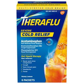 Theraflu Multi-Symptom Severe Cold Relief Powder - Acetaminophen - Green Tea & Honey Lemon - 6ct