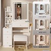 NicBex Vanity Desk with Mirror Vanity with Sliding Mirror and Charging Station, Makeup Table Set with Cushioned Stool, Hair dryer bracket, White - 4 of 4