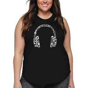 LA Pop Art Women's Word Art Tank Top - Music Note Headphones - 1 of 4