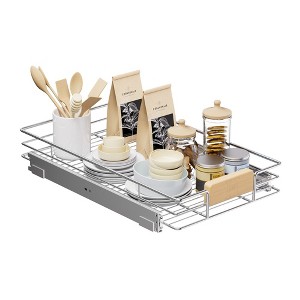 Pull-Out Organizer under Cabinet Storage for Kitchen with Wooden Handle - 1 of 4