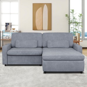 MUUEGM Corduroy L-Shaped Sectional with Ottoman| Upholstered Sofa with Deep Seat, Washable Cover, Removable Cushions - 1 of 4