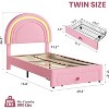Kids' Twin Size LED Bed Frame - Rainbow Headboard + Berber Fleece Upholstery, Princess-Style Platform Structure, Including 1 Storage Drawer - 2 of 4