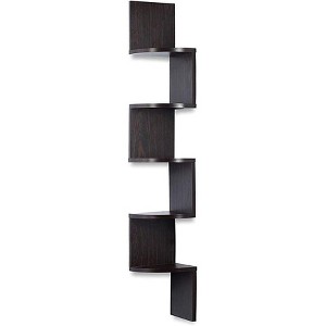 5 Tier Wood Corner Floating Shelf Wall Mount Unit in Color Espresso - HomeItUsa - 1 of 3