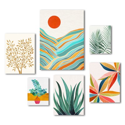 Set 4 Modern Tropical Canvas 6 Piece Gallery Wall Set - Americanflat ...