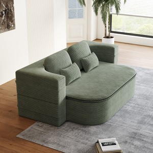 JOYRACER 75" 2-in-1 Convertible Foldable Sofa Bed with Blanket & 4 Pillows, Floor Sleeper Lounge Sofa, Couch for Living Room, Bedroom, Apartment - 1 of 4