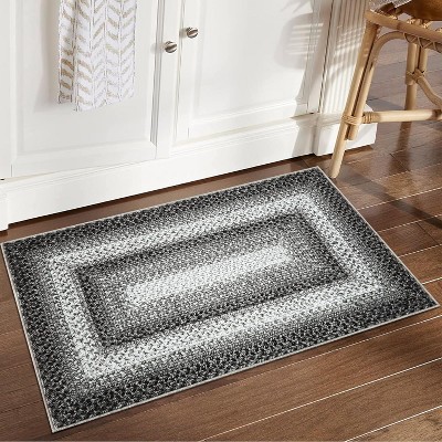 Entryway Rug Small Throw Rug Machine Washable Floor Cover Braided Printed Area Rug Indoor Non Slip Farmhouse Rug Boho Accent Rug