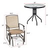 Costway 3PCS Patio Bistro Furniture Set Rocking Glider Chair Glass Table - 2 of 4