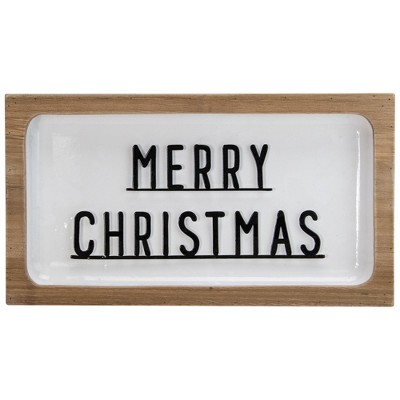 Northlight 13" White and Brown "Merry Christmas" 3D Wooden Christmas Wall or Tabletop Decor