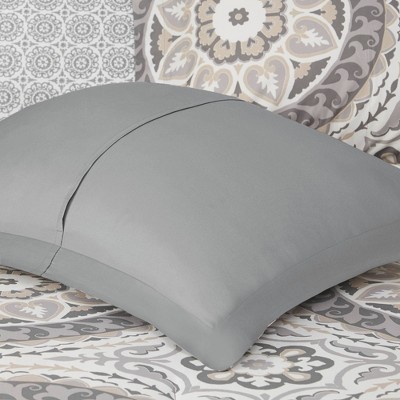 Taupe Full Microfiber Floral Motif Comforter Set