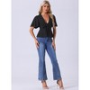 Allegra K Women's Peplum Ruffle Sleeve Bow Tie Decor Deep V Neck Tops - 2 of 4