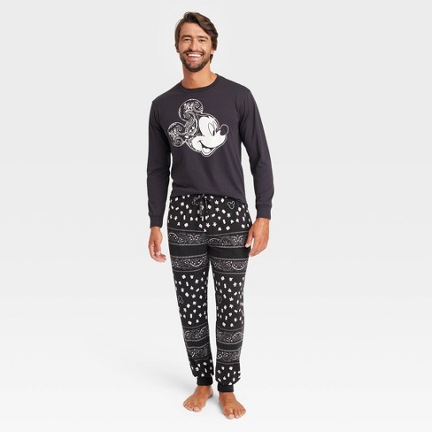 Men's Disney Mickey Bandana Print Long Sleeve Sweater Knit Pajama