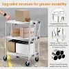 Foldable Service Cart, 3-Tier Rolling Utility Cart with 360¡ãSwivel Lockable Wheel, 400 Lbs Load Capacity, Stainless Steel, Rubber Handles - 3 of 4
