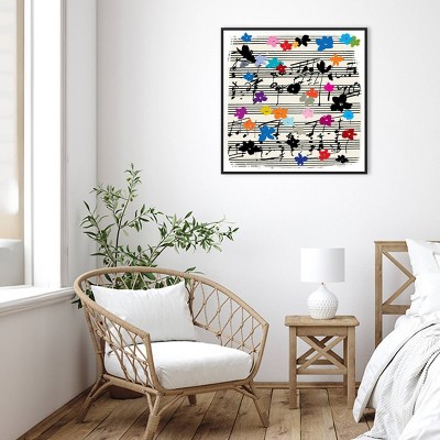 Floral Music Notes Multicolor Canvas Wall Art Print