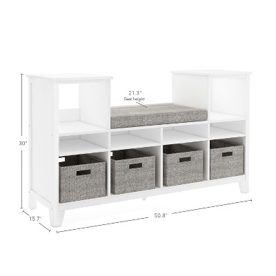 Creamy White Kids' Reading Nook with Storage Bins