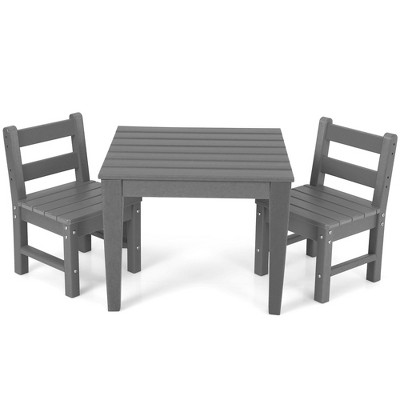 Costway 3PCS Kids Table & 2 Chairs Set Outdoor Heavy-Duty All-Weather Activity Table Set