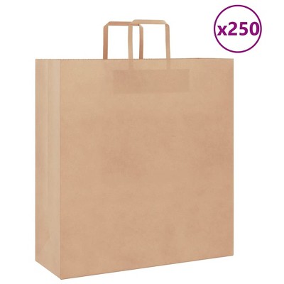 vidaXL Paper Bags 250 pcs with Handles Brown 17.7x6.7x18.9"