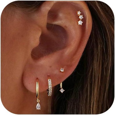 Gold Hoop Earrings for Women Trendy,14K Real Gold Plated Cute Stud Earrings Small Huggie Hoop Earrings non tarnish Jewelry for Women