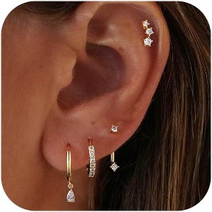 Gold Hoop Earrings for Women Trendy,14K Real Gold Plated Cute Stud Earrings Small Huggie Hoop Earrings non tarnish Jewelry for Women - 1 of 4
