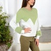 Anna-Kaci Women's Zigzag Color Block Sweater with Long Sleeves and Crew Neck - 2 of 4