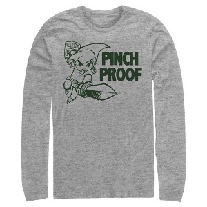 Men's Nintendo Legend of Zelda St. Patrick's Day Link Pinch Proof Long Sleeve Shirt - 1 of 4