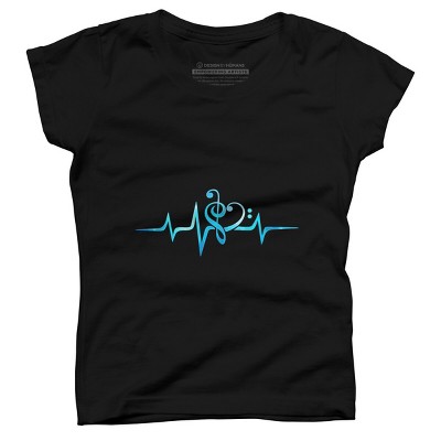 Girl's Design By Humans Music Clef Heart Beat Treble Base By BaoMinh T-Shirt